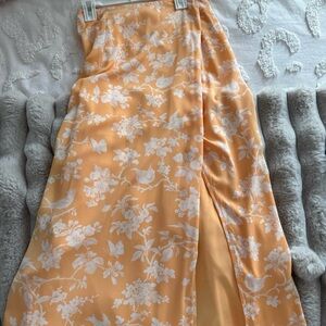 Abercrombie and Fitch Floral and Birds Peach Maxi Skirt with Slit